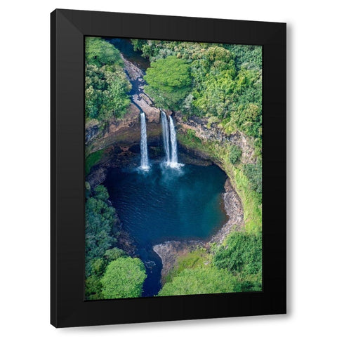 Wailua Falls-Kauai-Hawaii-USA Black Modern Wood Framed Art Print with Double Matting by Engelbrecht, Jim