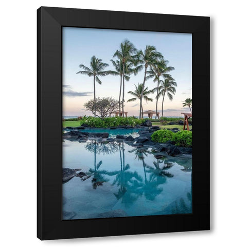 Oceanfront resort-landscape-Kauai-Hawaii-USA Black Modern Wood Framed Art Print with Double Matting by Engelbrecht, Lisa S.