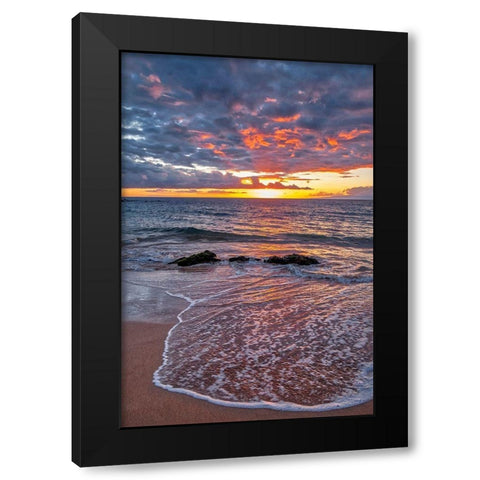 Sunset on Wailea Beach-Maui-Hawaii-USA Black Modern Wood Framed Art Print by Engelbrecht, Lisa S.
