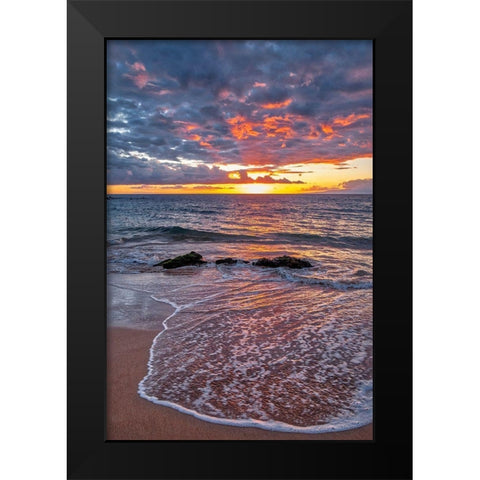 Sunset on Wailea Beach-Maui-Hawaii-USA Black Modern Wood Framed Art Print by Engelbrecht, Lisa S.