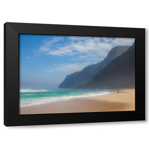 Hawaii-Kauai-Polihale State Park walking along the beach Black Modern Wood Framed Art Print by Gulin, Sylvia