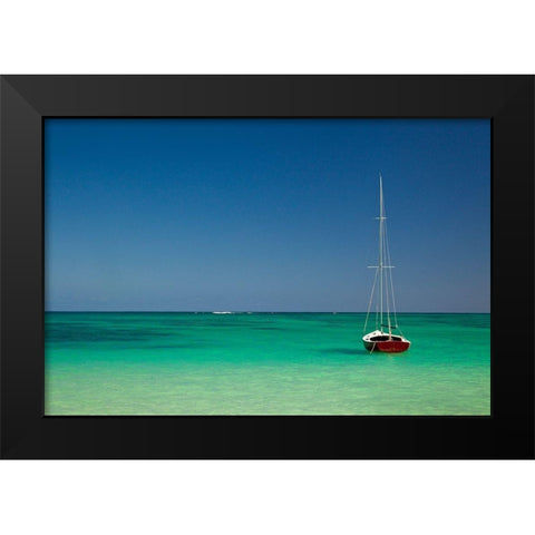 Hawaii-Oahu-Lanikai Beach with tropical blue water and islands off shore Black Modern Wood Framed Art Print by Gulin, Sylvia