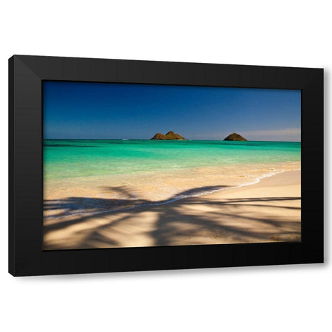Hawaii-Oahu-Lanikai Beach with tropical blue water and islands off shore Black Modern Wood Framed Art Print by Gulin, Sylvia