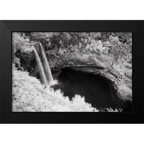 USA-Hawaii-Kauai-Infrared Island of Wailua Falls Kauai-HI, Black Modern Wood Framed Art Print by Eggers, Terry