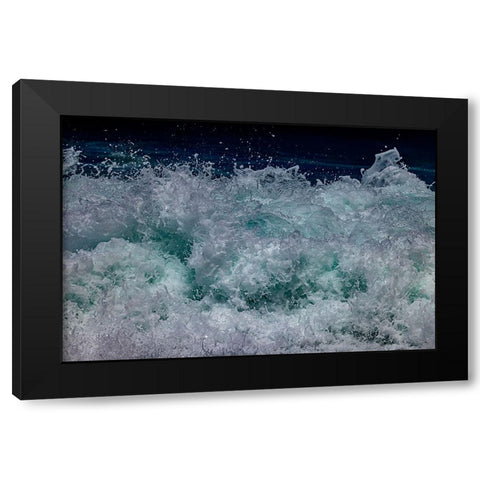 Waves foaming and bubbling when they hammer the sandy beach at Sunset Beach Black Modern Wood Framed Art Print with Double Matting by Norring, Tom