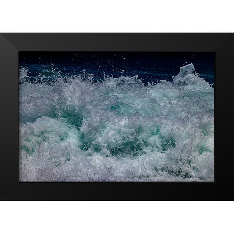 Waves foaming and bubbling when they hammer the sandy beach at Sunset Beach Black Modern Wood Framed Art Print by Norring, Tom