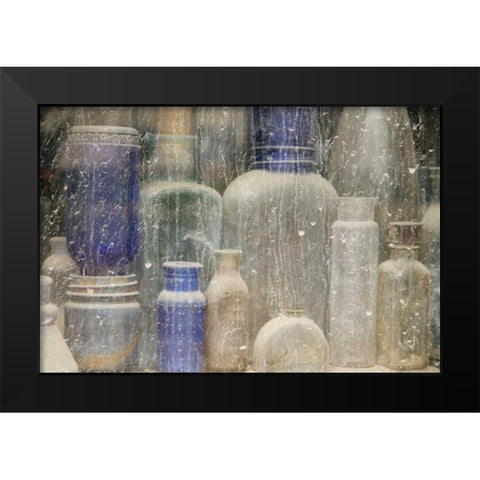 Idaho, Idaho City Dusty bottles in window Black Modern Wood Framed Art Print by Paulson, Don