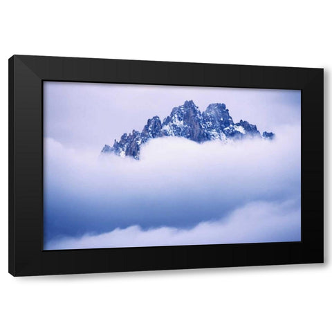 Idaho, Sawtooth Range Mountain peaks wtih clouds Black Modern Wood Framed Art Print by Flaherty, Dennis