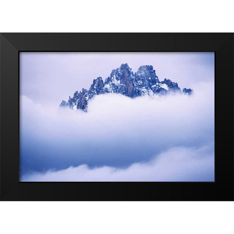 Idaho, Sawtooth Range Mountain peaks wtih clouds Black Modern Wood Framed Art Print by Flaherty, Dennis