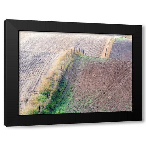 Idaho-fence line and rolling hills near Cottonwood Highway 95 Black Modern Wood Framed Art Print with Double Matting by Gulin, Sylvia