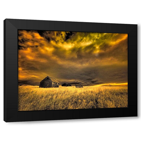 USA-Idaho-Liberty-Infrared of old cabin near Liberty Black Modern Wood Framed Art Print with Double Matting by Eggers, Terry