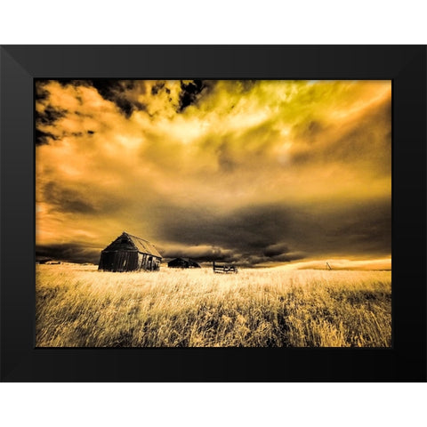 USA-Idaho-Liberty-Infrared of old cabin near Liberty Black Modern Wood Framed Art Print by Eggers, Terry