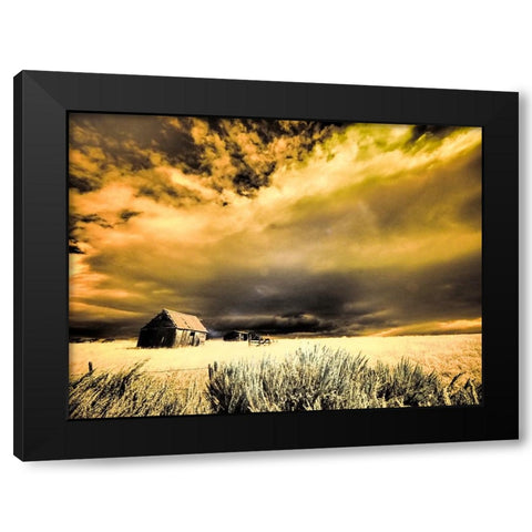 USA-Idaho-Liberty-Infrared of old cabin near Liberty Black Modern Wood Framed Art Print by Eggers, Terry