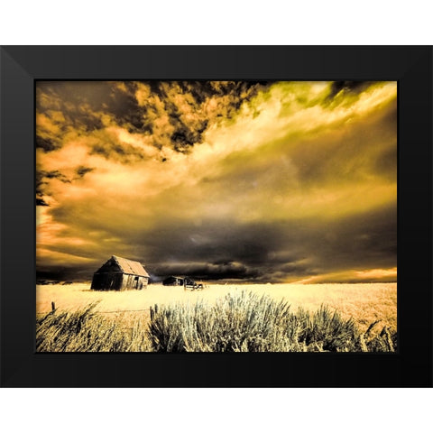 USA-Idaho-Liberty-Infrared of old cabin near Liberty Black Modern Wood Framed Art Print by Eggers, Terry
