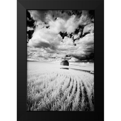 Infrared Palouse fields and barn-PR Black Modern Wood Framed Art Print by Eggers, Terry