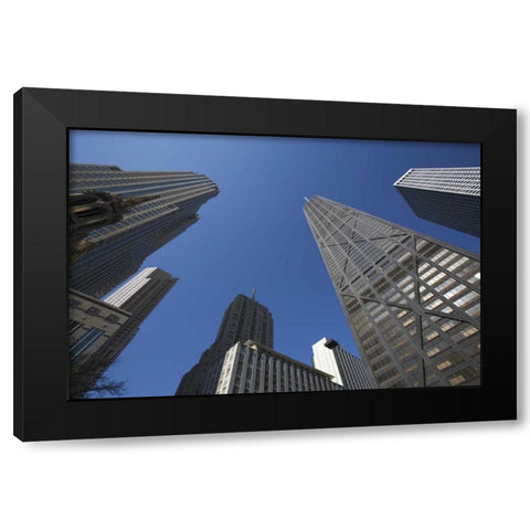 IL, Chicago The Hancock Building and skyscrapers Black Modern Wood Framed Art Print with Double Matting by Flaherty, Dennis