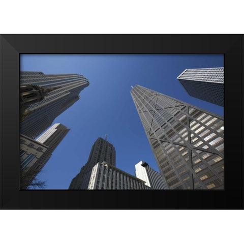 IL, Chicago The Hancock Building and skyscrapers Black Modern Wood Framed Art Print by Flaherty, Dennis