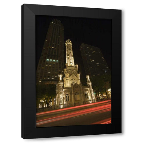 Illinois, Chicago Water Tower on Michigan Avenue Black Modern Wood Framed Art Print with Double Matting by Flaherty, Dennis