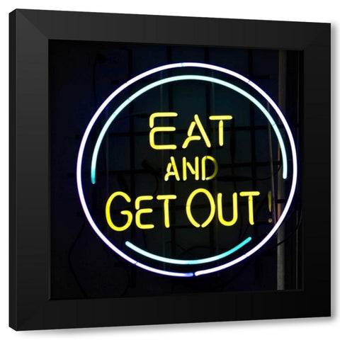Illinois, Chicago Humorous neon sign at a diner Black Modern Wood Framed Art Print with Double Matting by Kaveney, Wendy