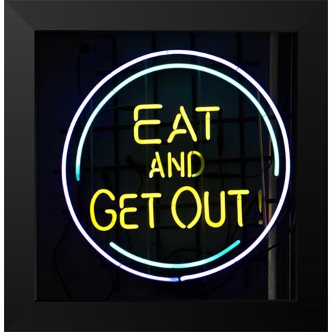 Illinois, Chicago Humorous neon sign at a diner Black Modern Wood Framed Art Print by Kaveney, Wendy