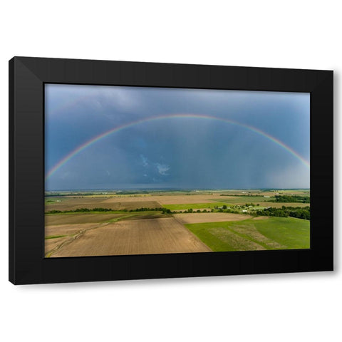 Rainbow after storm-Marion County-Illinois Black Modern Wood Framed Art Print with Double Matting by Day, Richard and Susan