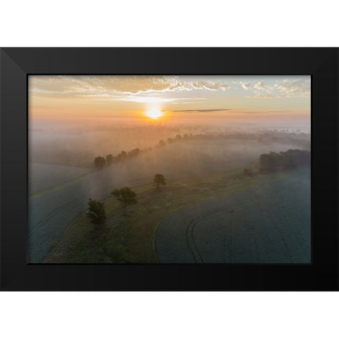 Sunrise and fog-Marion County-Illinois Black Modern Wood Framed Art Print by Day, Richard and Susan