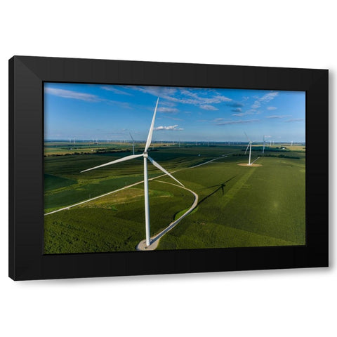 Windmill farm-Macon County-Illinois Black Modern Wood Framed Art Print by Day, Richard and Susan