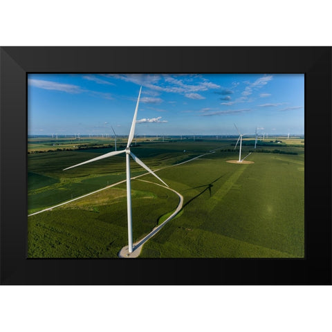 Windmill farm-Macon County-Illinois Black Modern Wood Framed Art Print by Day, Richard and Susan