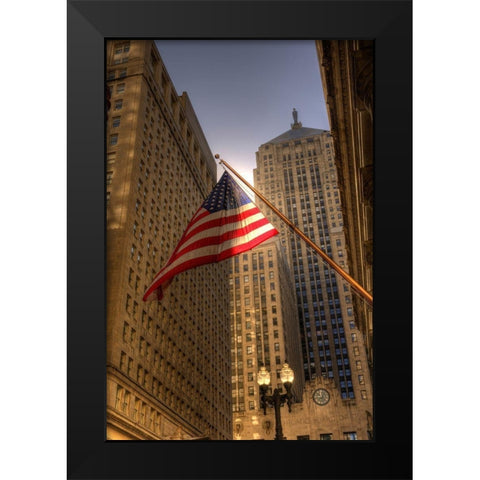 LaSalle street in downtown Chicago Illinois Black Modern Wood Framed Art Print by SMO