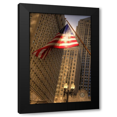 LaSalle street in downtown Chicago Illinois Black Modern Wood Framed Art Print by SMO