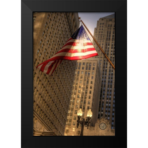LaSalle street in downtown Chicago Illinois Black Modern Wood Framed Art Print by SMO