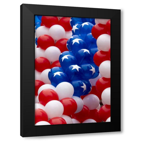 Indiana, Carmel Patriotic balloons on July 4th Black Modern Wood Framed Art Print by Kaveney, Wendy