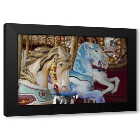 Merry-go-round horses, Indianapolis, Indiana, USA Black Modern Wood Framed Art Print with Double Matting by Kaveney, Wendy