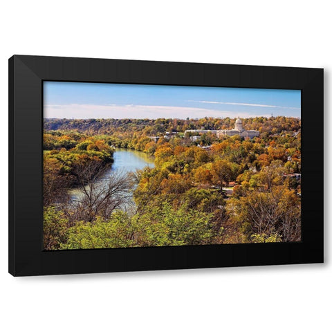 State capital building in autumn-Frankfort-Kentucky Black Modern Wood Framed Art Print with Double Matting by Jones, Adam