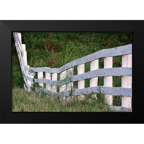 White wooden fence across rolling hill-Shaker Village of Pleasant Hill-Harrodsburg-Kentucky Black Modern Wood Framed Art Print by Jones, Adam