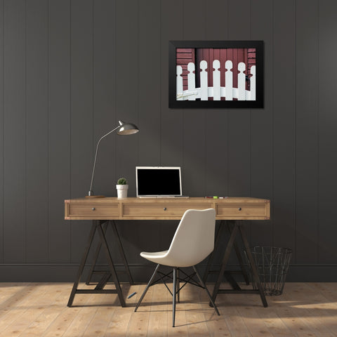 Typical white picket fence-Shaker Village of Pleasant Hill-Harrodsburg-Kentucky Black Modern Wood Framed Art Print by Jones, Adam