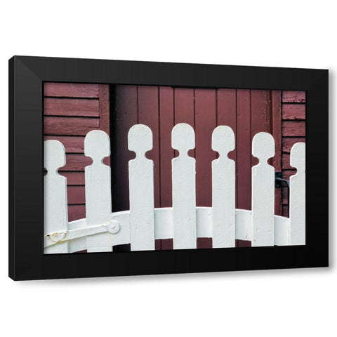 Typical white picket fence-Shaker Village of Pleasant Hill-Harrodsburg-Kentucky Black Modern Wood Framed Art Print with Double Matting by Jones, Adam
