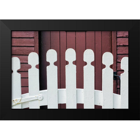 Typical white picket fence-Shaker Village of Pleasant Hill-Harrodsburg-Kentucky Black Modern Wood Framed Art Print by Jones, Adam