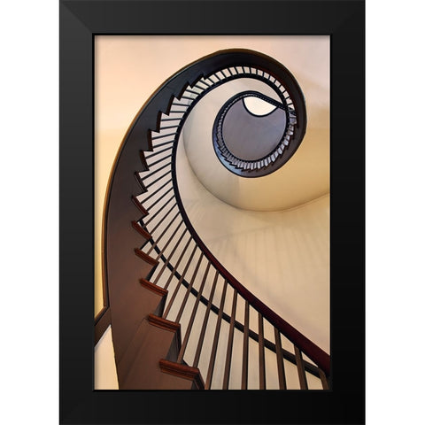 Spiral stairway-Shaker Village of Pleasant Hill-Kentucky Black Modern Wood Framed Art Print by Jones, Adam