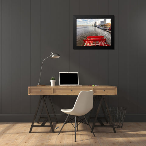 Paddle wheel in motion on the historic steamboat The Natchez in New Orleans-Louisiana-USA Black Modern Wood Framed Art Print by Haney, Chuck