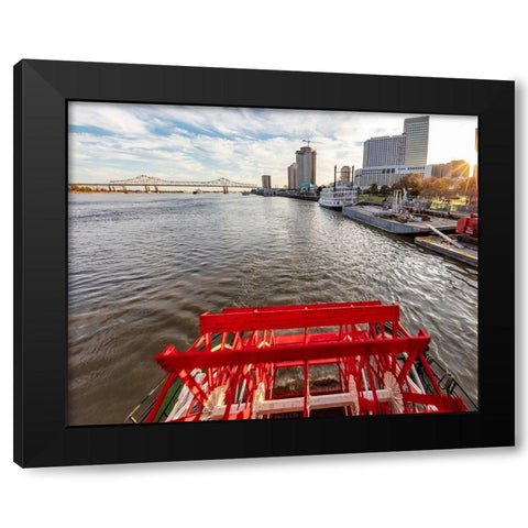 Paddle wheel in motion on the historic steamboat The Natchez in New Orleans-Louisiana-USA Black Modern Wood Framed Art Print by Haney, Chuck