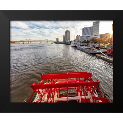 Paddle wheel in motion on the historic steamboat The Natchez in New Orleans-Louisiana-USA Black Modern Wood Framed Art Print by Haney, Chuck