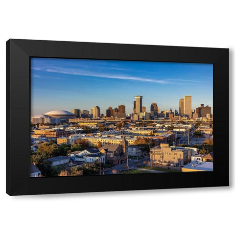 View of the city skyline from the rooftop bar at the Ponchartrain Hotel in New Orleans-Louisiana-USA Black Modern Wood Framed Art Print with Double Matting by Haney, Chuck