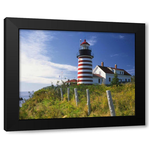 ME, Lubec West Quoddy Head Lighthouse Black Modern Wood Framed Art Print with Double Matting by Terrill, Steve