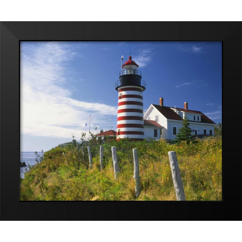 ME, Lubec West Quoddy Head Lighthouse Black Modern Wood Framed Art Print by Terrill, Steve