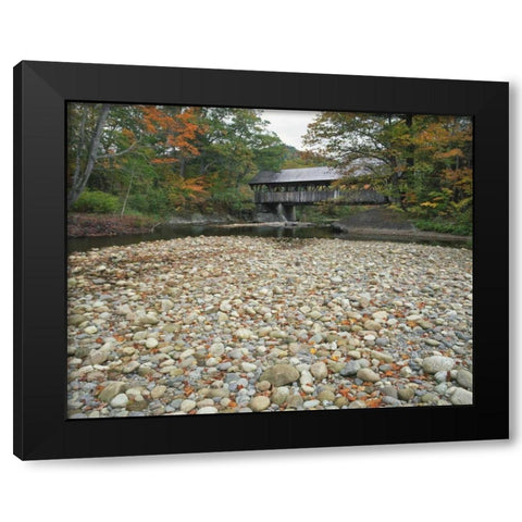 ME, Oxford Co, Sunday River Covered Bridg Black Modern Wood Framed Art Print with Double Matting by Terrill, Steve