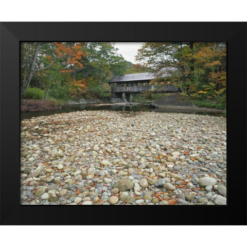 ME, Oxford Co, Sunday River Covered Bridg Black Modern Wood Framed Art Print by Terrill, Steve