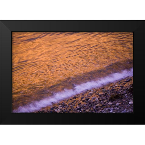 ME, Phippsburg Sunrise reflected in the surf Black Modern Wood Framed Art Print by Clemons, Kathleen