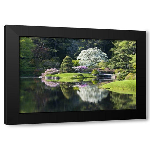 Maine, Northeast Harbor Garden pond scenic Black Modern Wood Framed Art Print by Rotenberg, Nancy