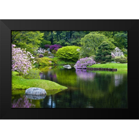 Maine, Northeast Harbor Green garden Scenic Black Modern Wood Framed Art Print by Rotenberg, Nancy